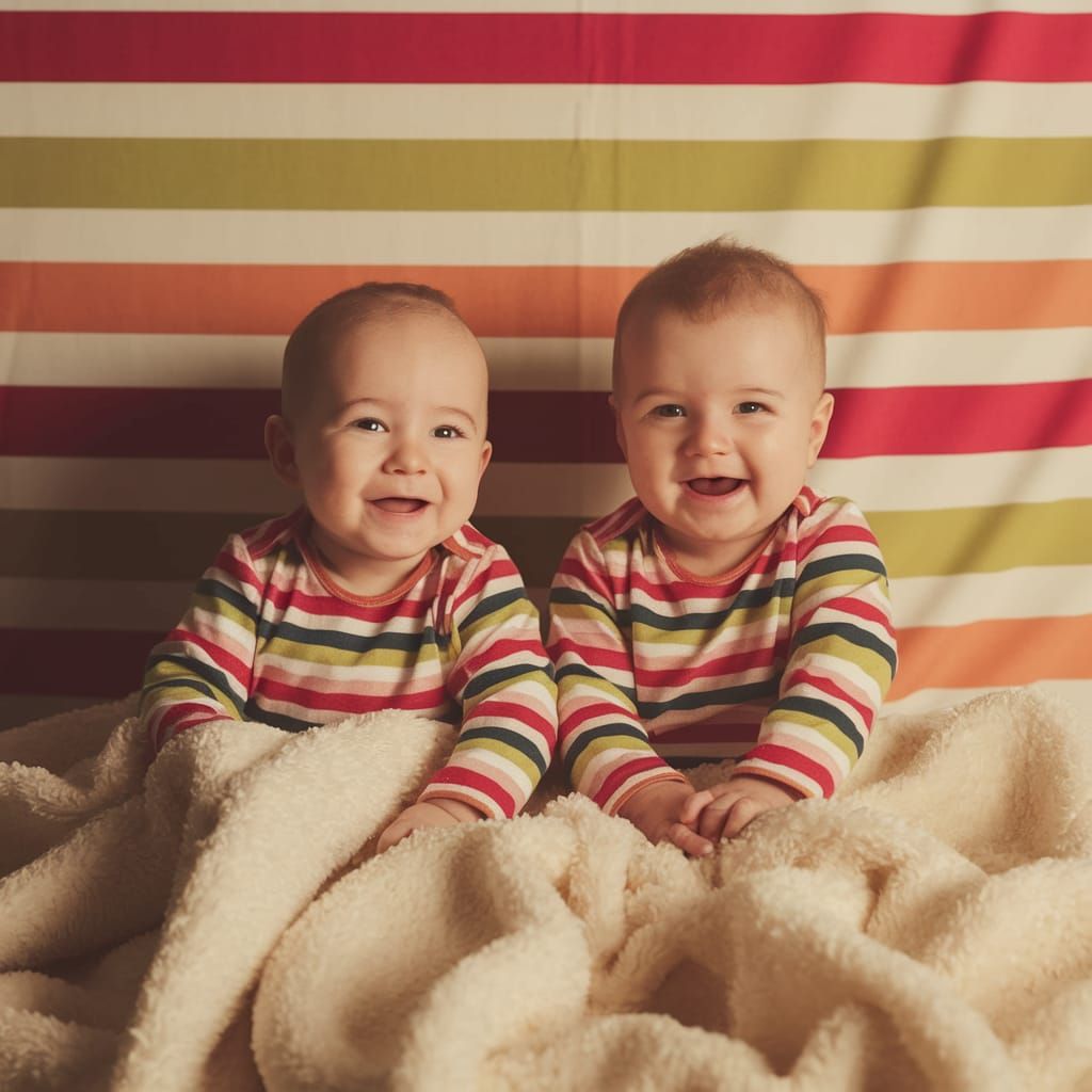 Cozy Striped Babies in Warm Golden Light