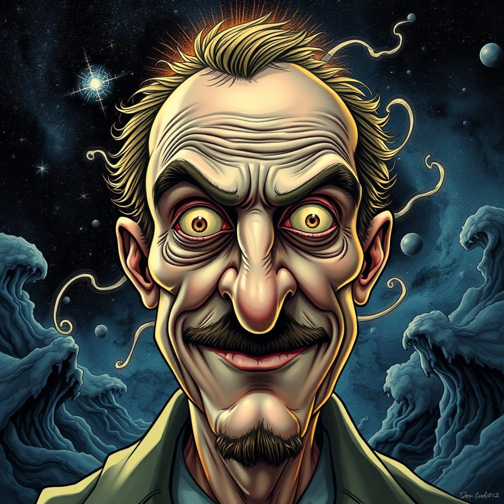 Grotesque Celestial Portrait of a Mad Philosopher