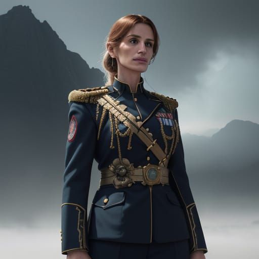 Julia Robert’s in an army uniform saluting