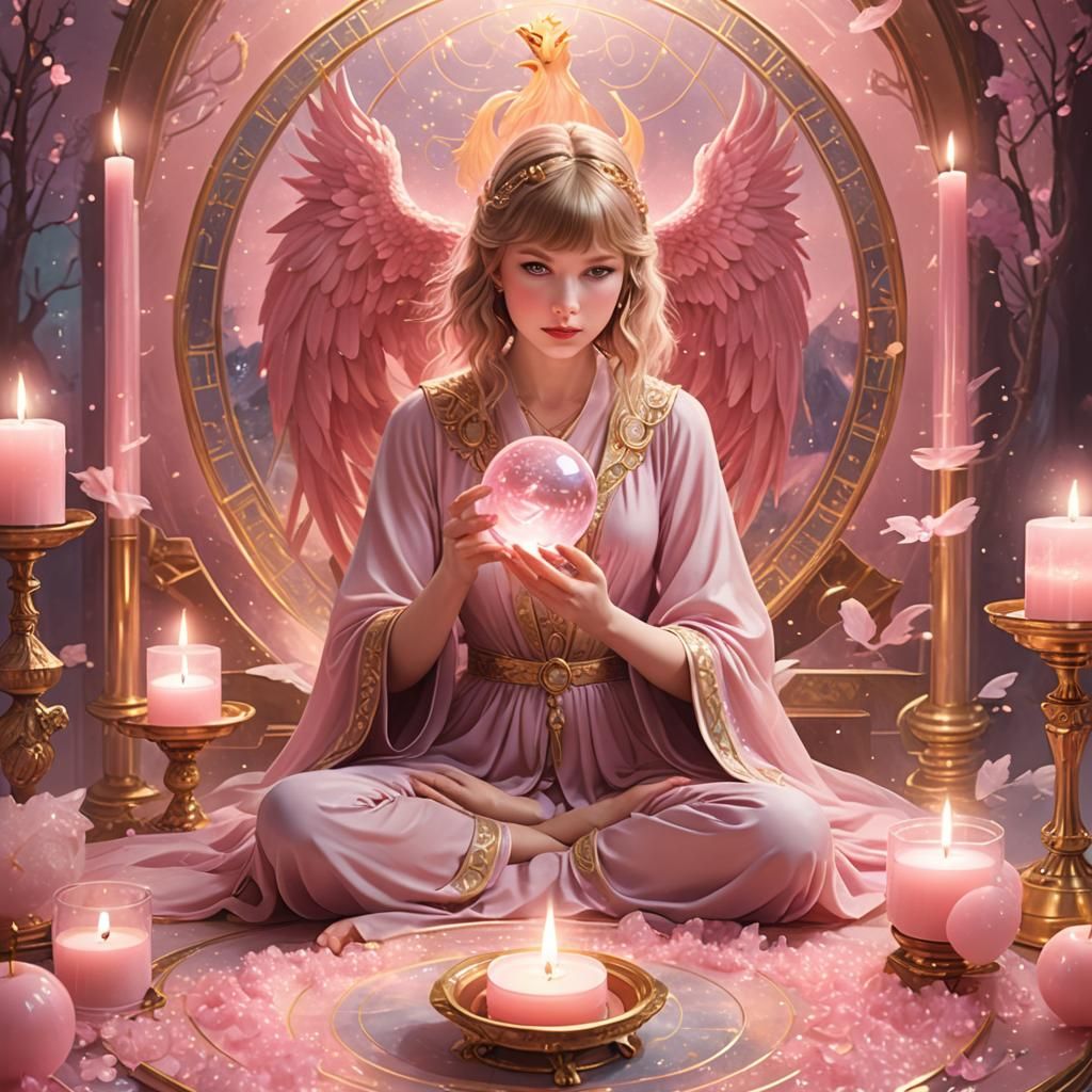 Taylor Swift as Phoenix Tarot Reader in Anime Style