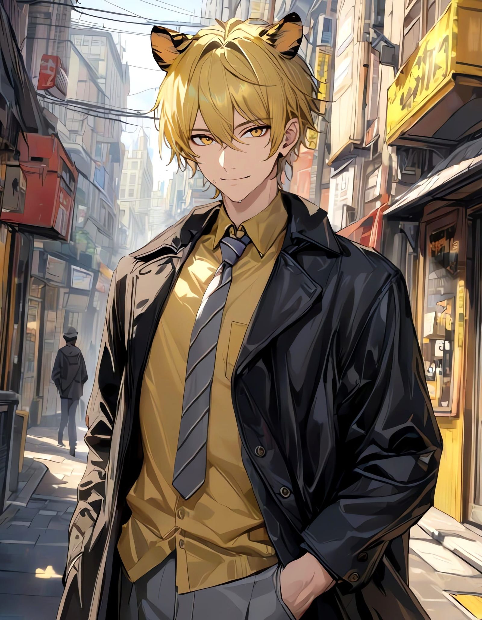 Bishounen Cowboy with Striped Tiger Ears