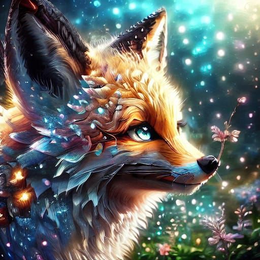 Fox Drinks Water in Sunlit Woodland Clearing