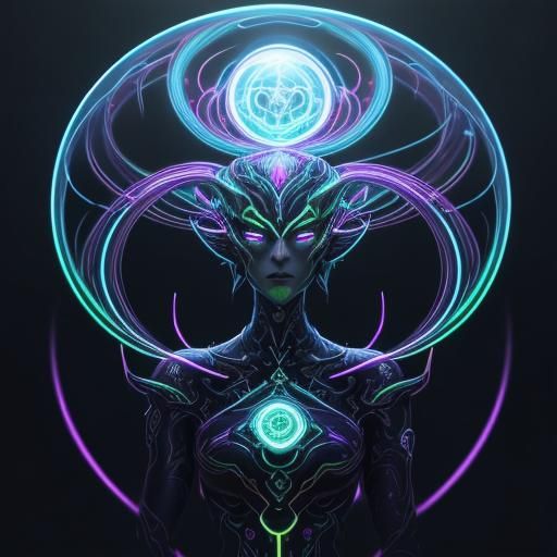Machine Elf in Bioluminescent Hyperbolic Realm