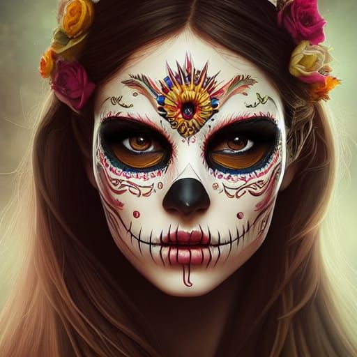 Day of the Dead Girl in Carnival Mask