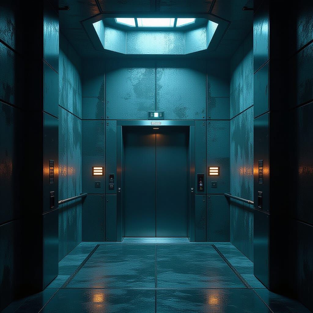 Mystical Elevator Shaft Inspired by Syd Mead
