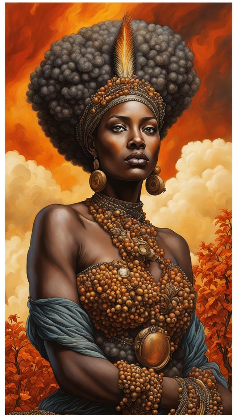 African Goddess Fall Harvest in Renaissance Rococo Style