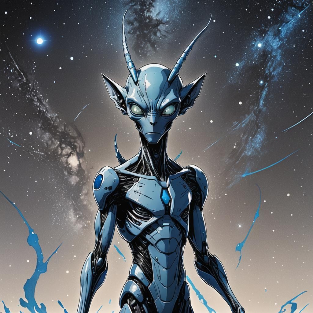 Alien Stargazer: Anime Pencil Sketch