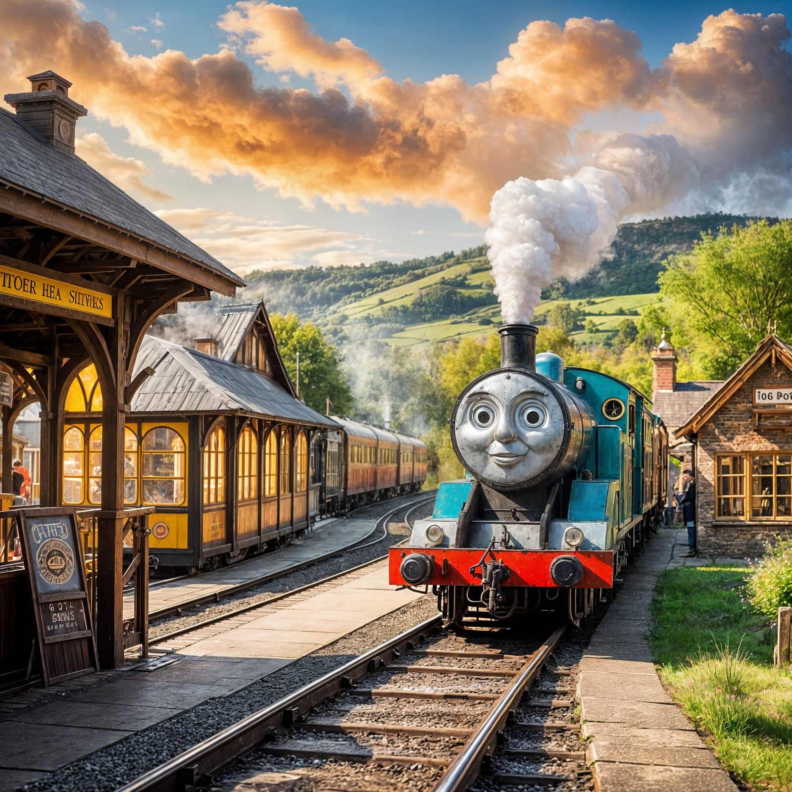 Thomas the Tank Engine in a Victorian Railway Station