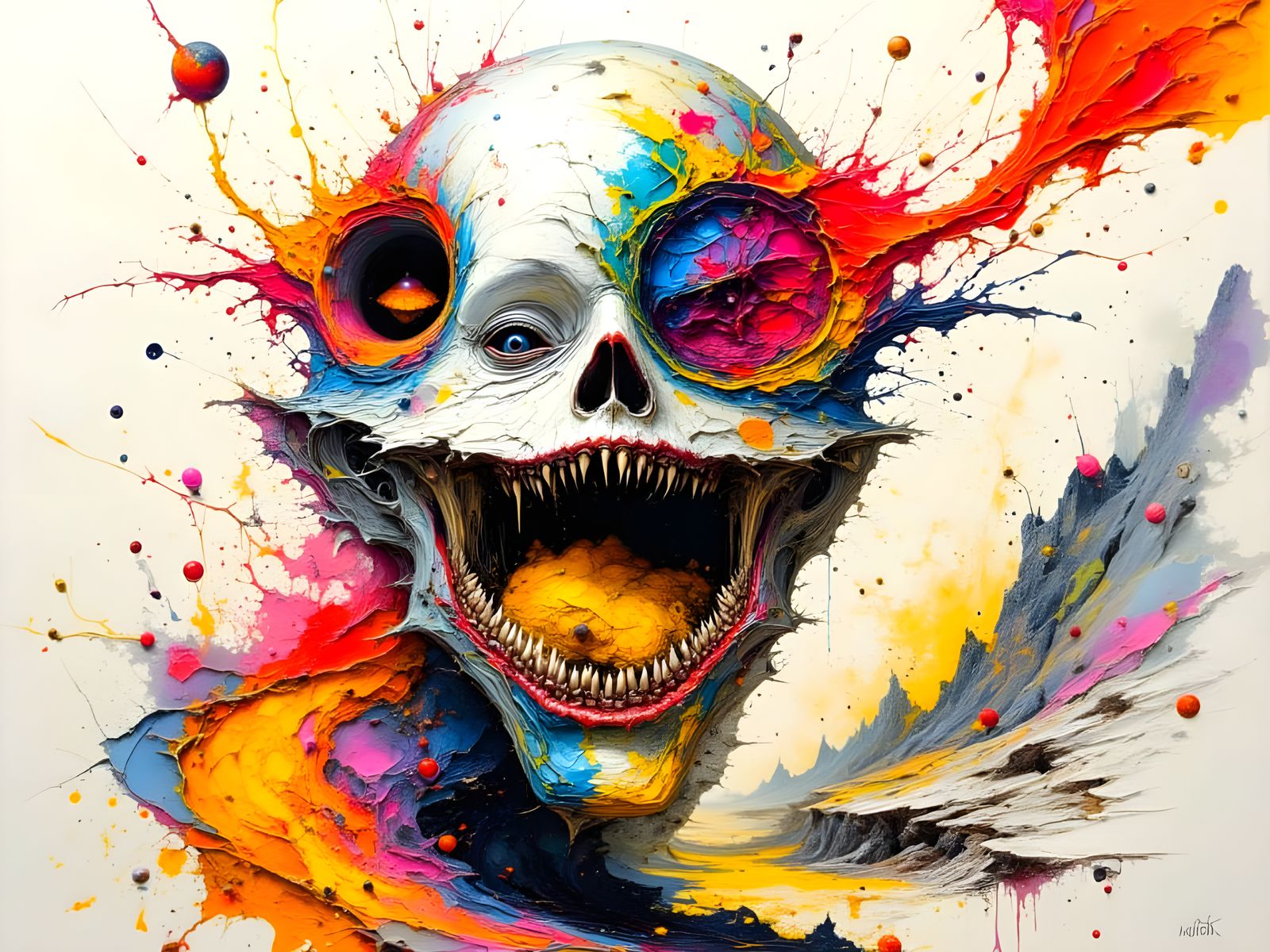 Surreal Clown Portrait in Watercolor Style