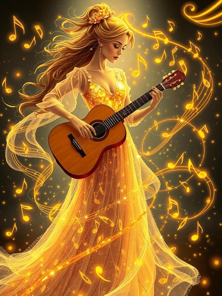 Musical Woman in Fantasy Art Illustration