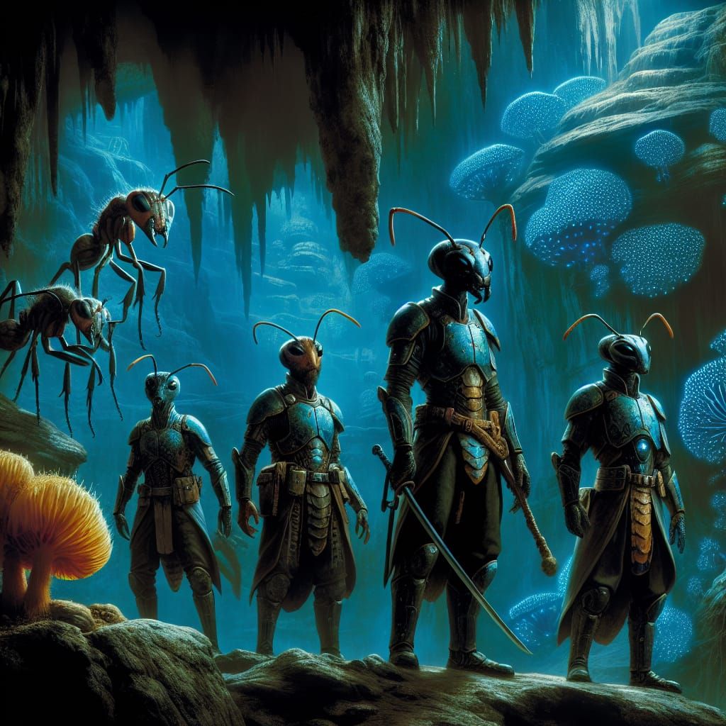 Ant-People Warriors Guard Abyssal Cave in Fantasy World
