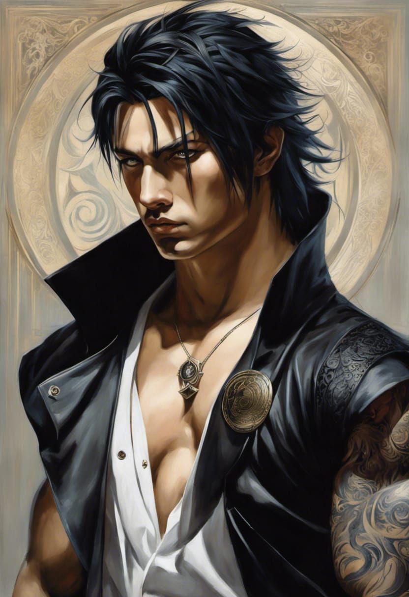 Detailed Oil Painting: Adult Male Portrait