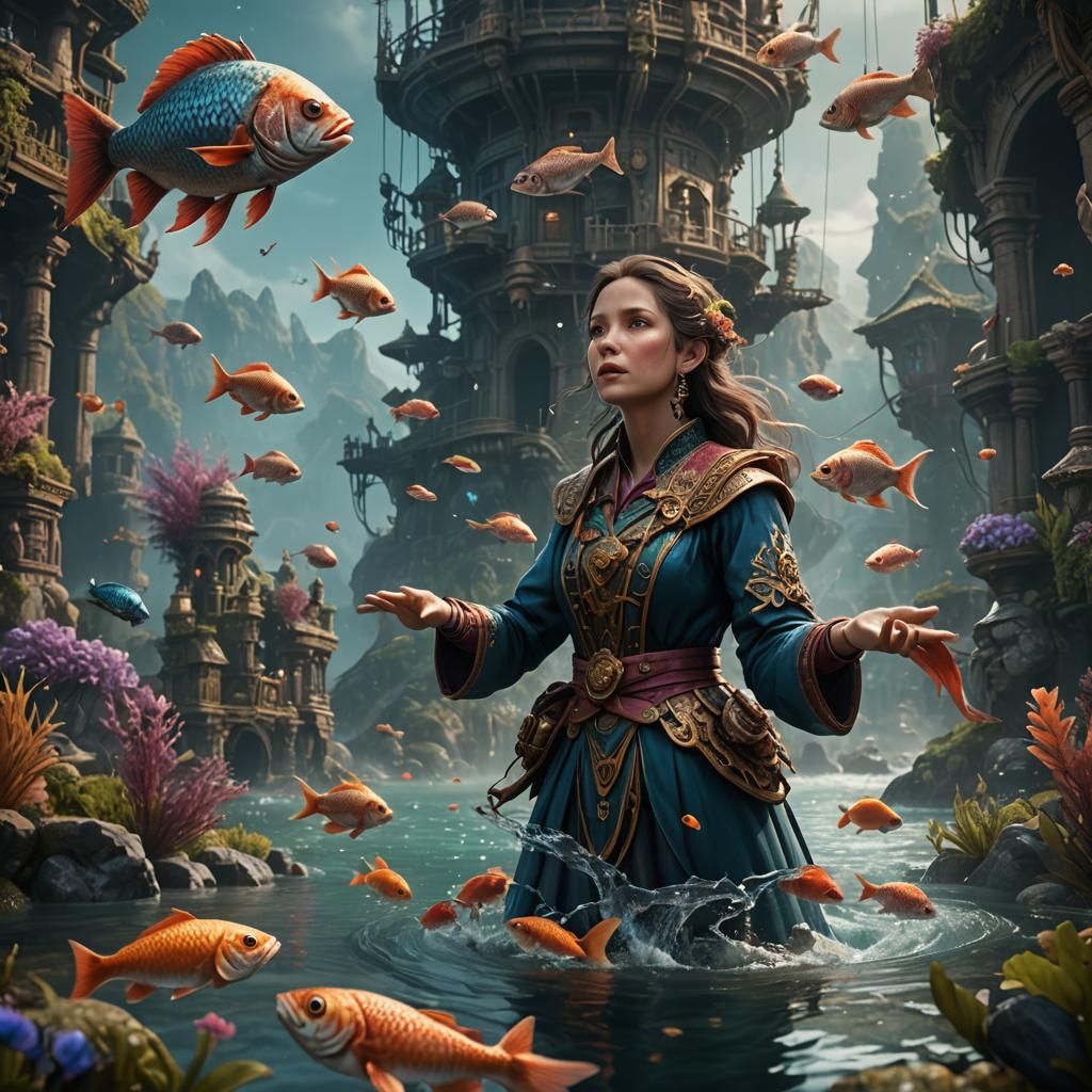 Fantastical Fish Women in Deep Color