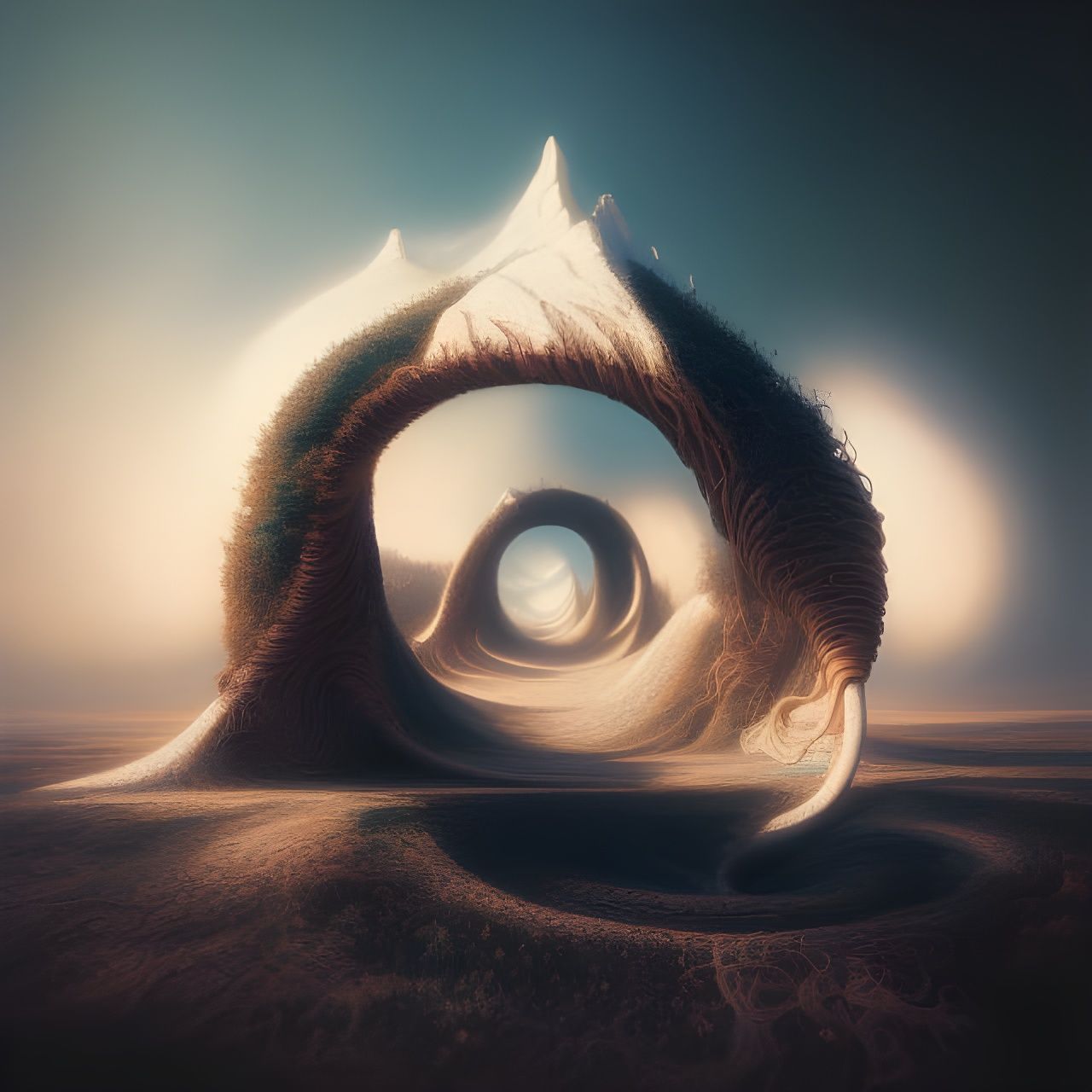 Surreal Landscape Inspired by Dali and Shishkin in 8k