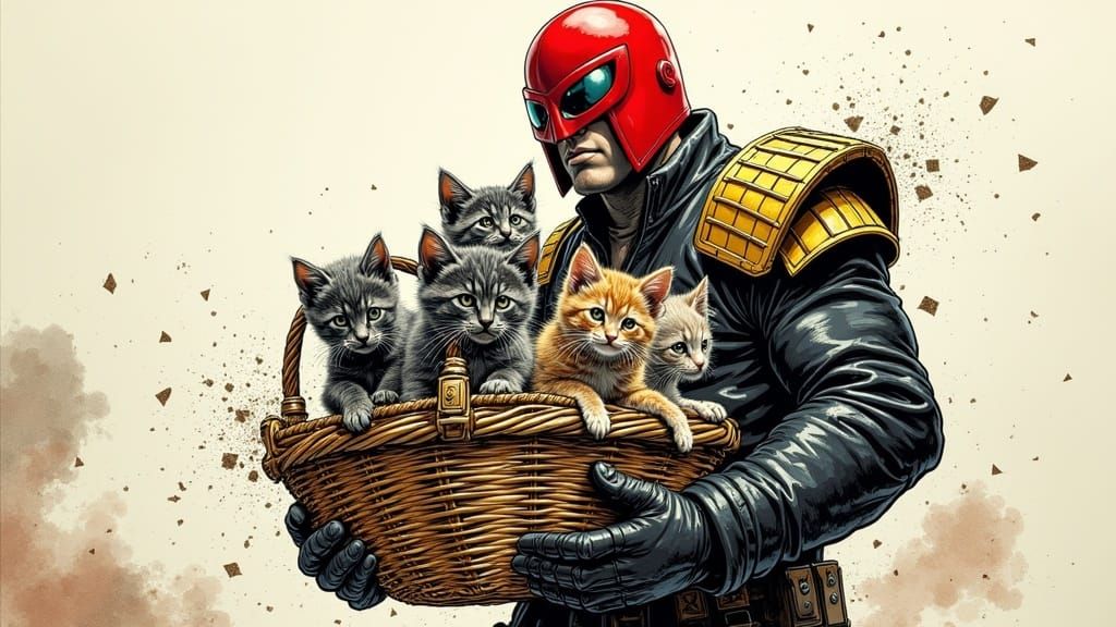 Judge Dredd Battles Mutants with Furry Companion