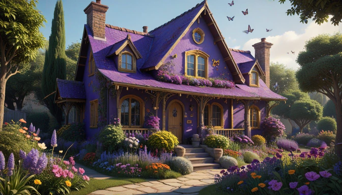 Whimsical Cat House in Tim Burton Style