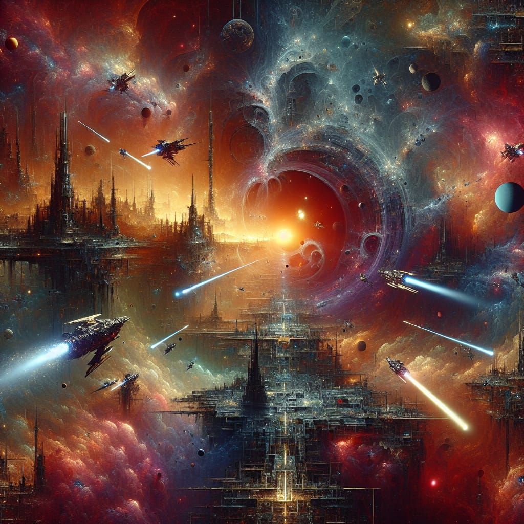 Epic Space Battle Matte Painting in 8K