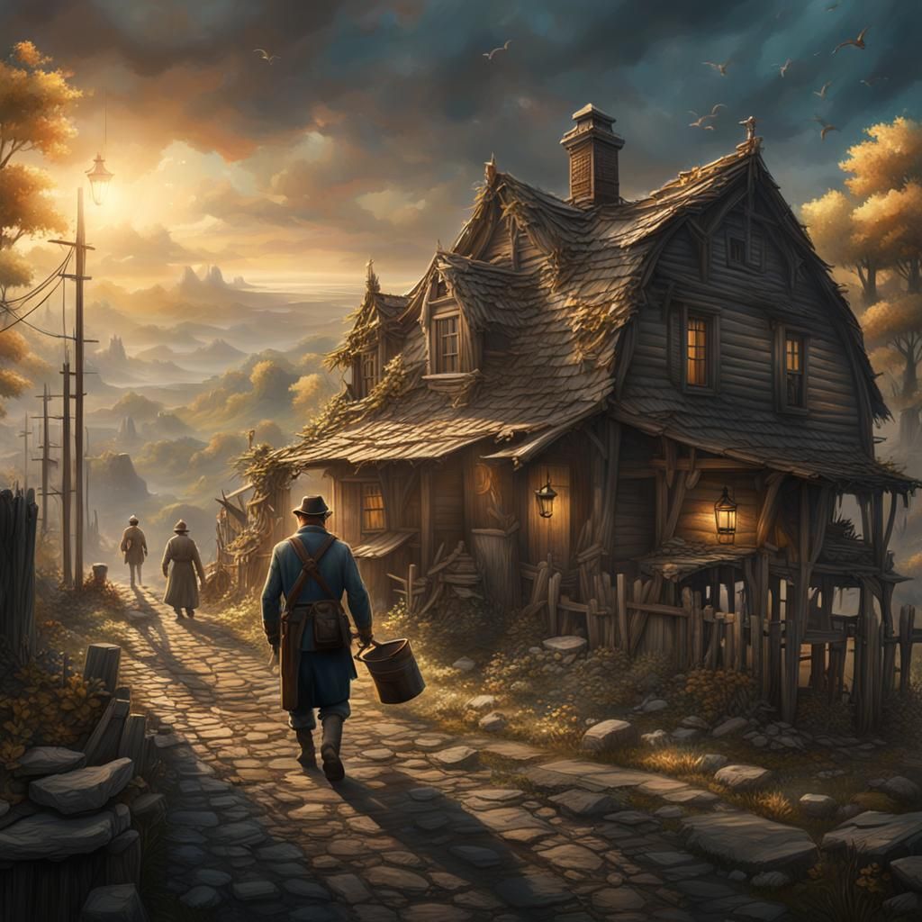 A Hardworking Man Returns Home: Matte Painting