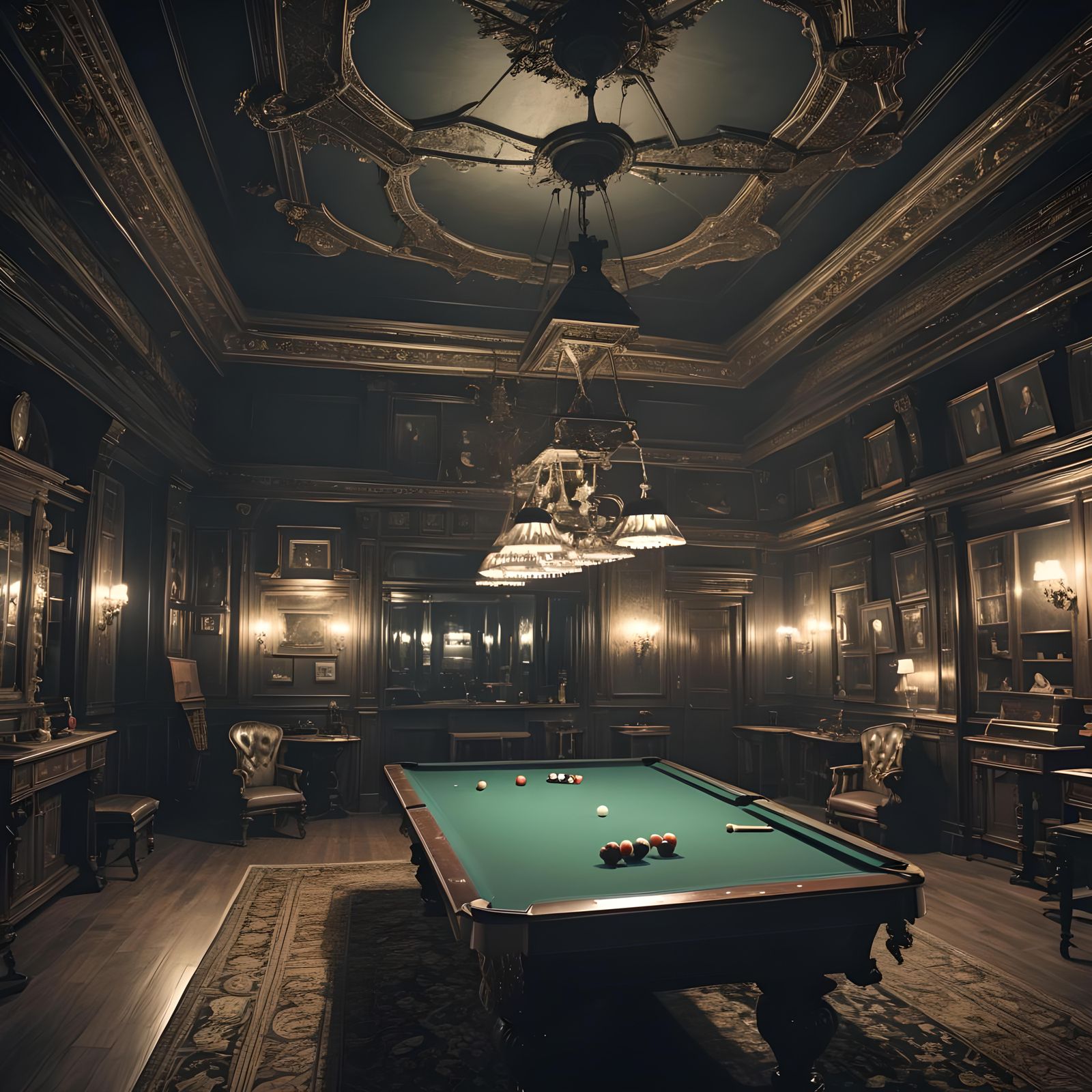 Haunted Victorian Billiard Room Horror Scene