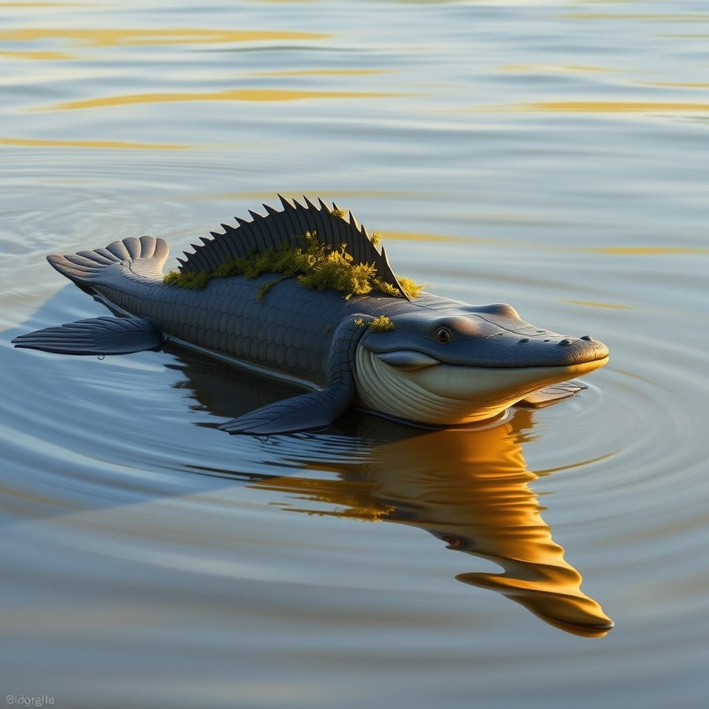 Aquatic Creature in River, Fantasy Art Style
