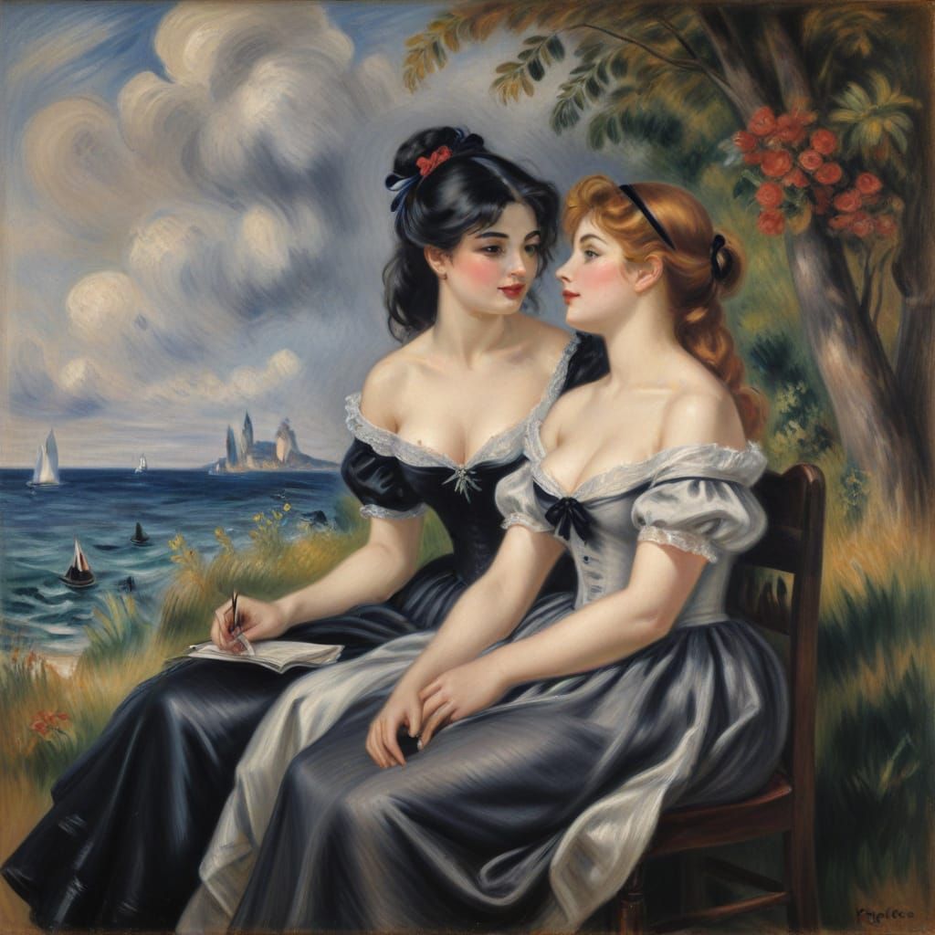 Dark Noir Painting in Renoir Style