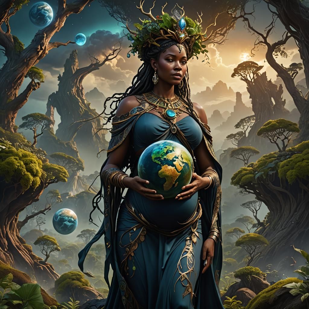 Pregnant Mother Earth: Detailed Fantasy Concept Art