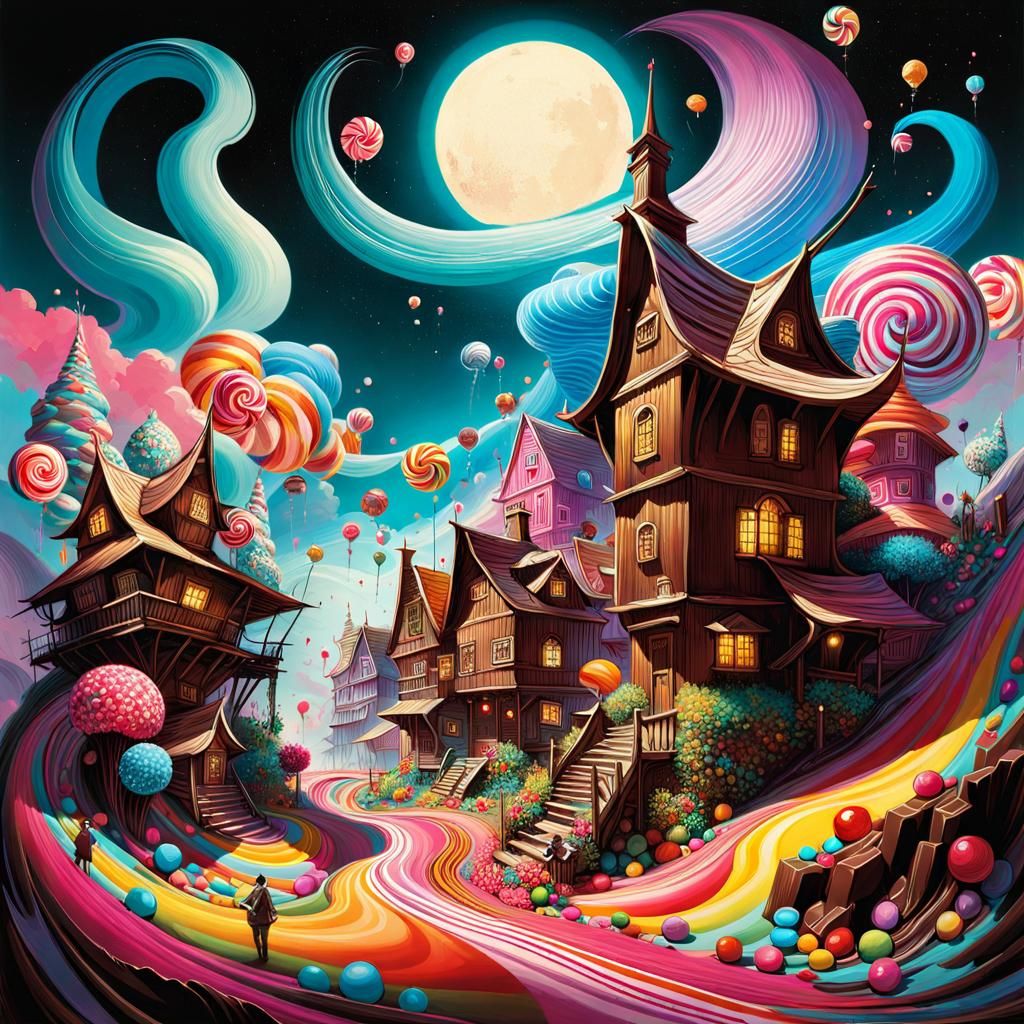 Candy Village Inspired by Hyperrealistic Digital Art