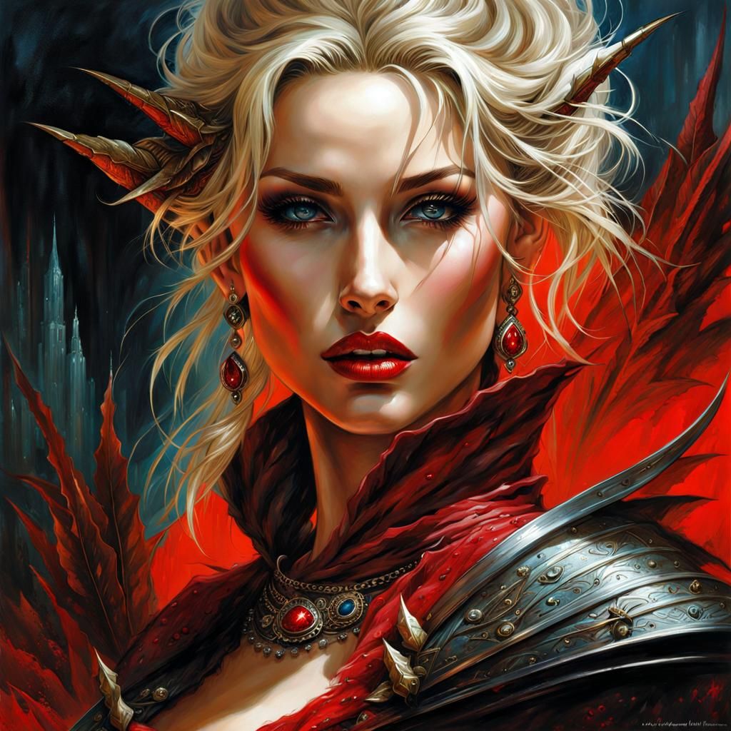 Glamorous Italian Woman in Dark Fantasy Style