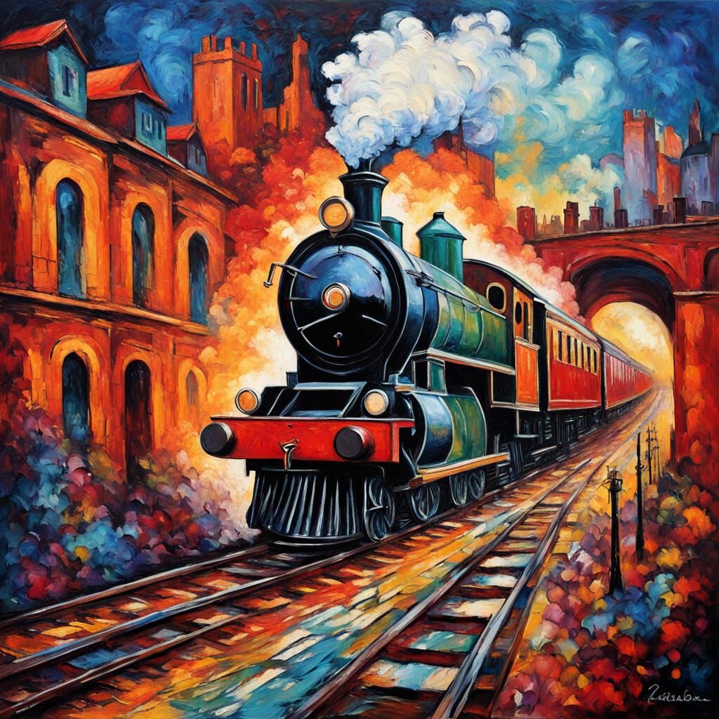 Steam Train Plunges into Metropolis Abyss