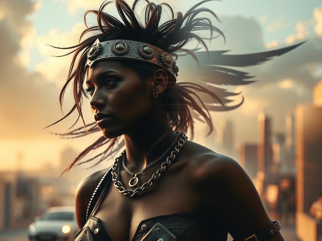 Futuristic Boudicca: A Dynamic Urban Warrior Woman