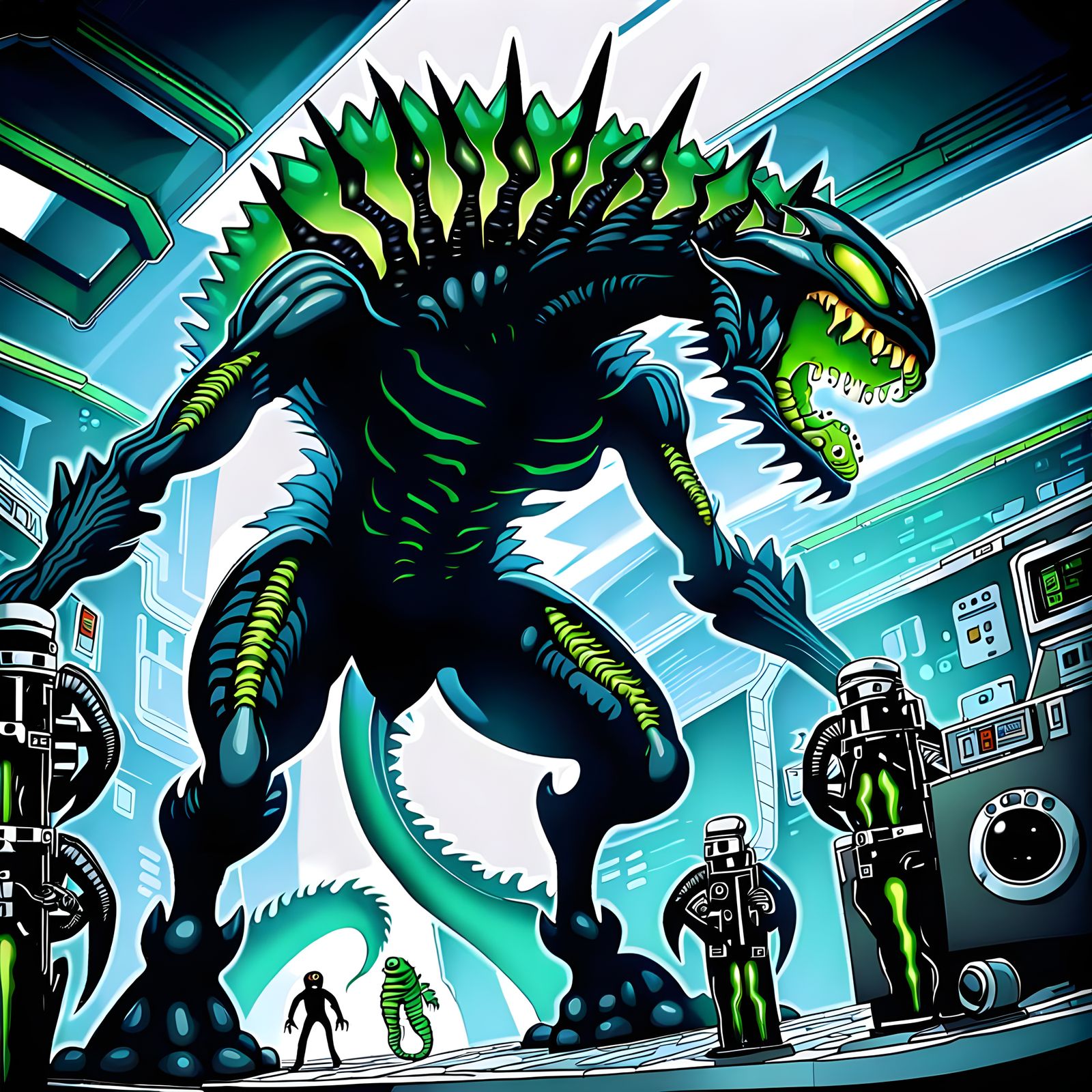 Surreal Biomechanical Horror in 70s Space Station Ambiance