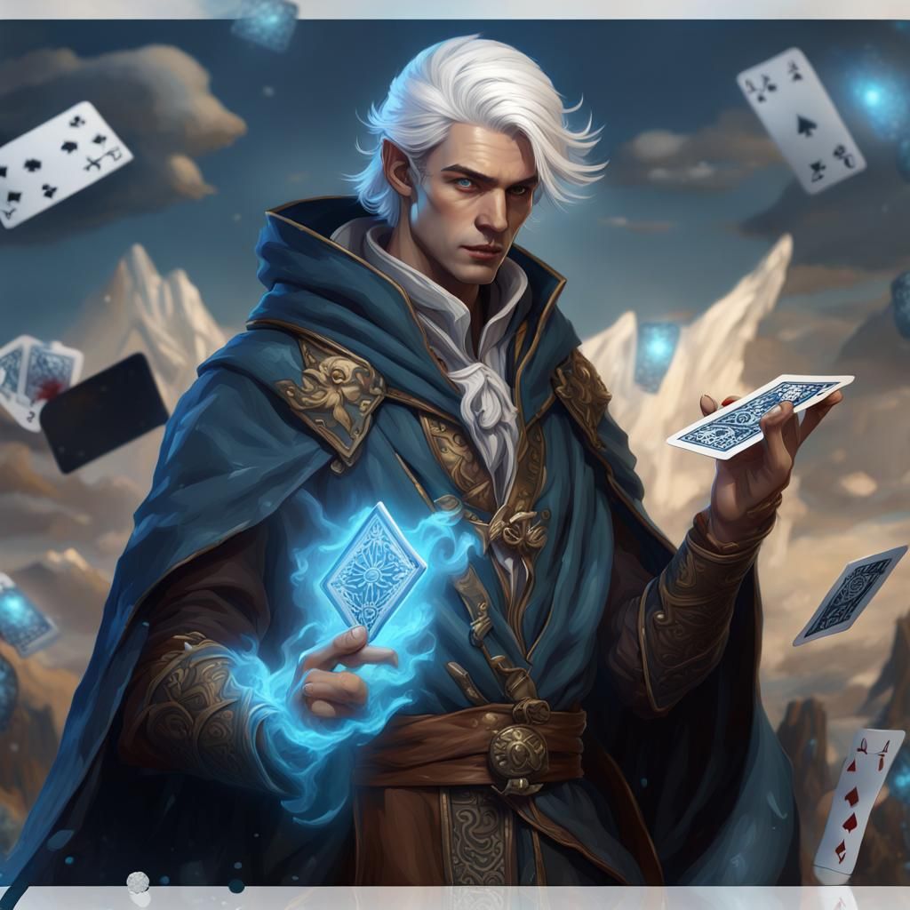 Air Genasi Card Master in Fantasy Art Style