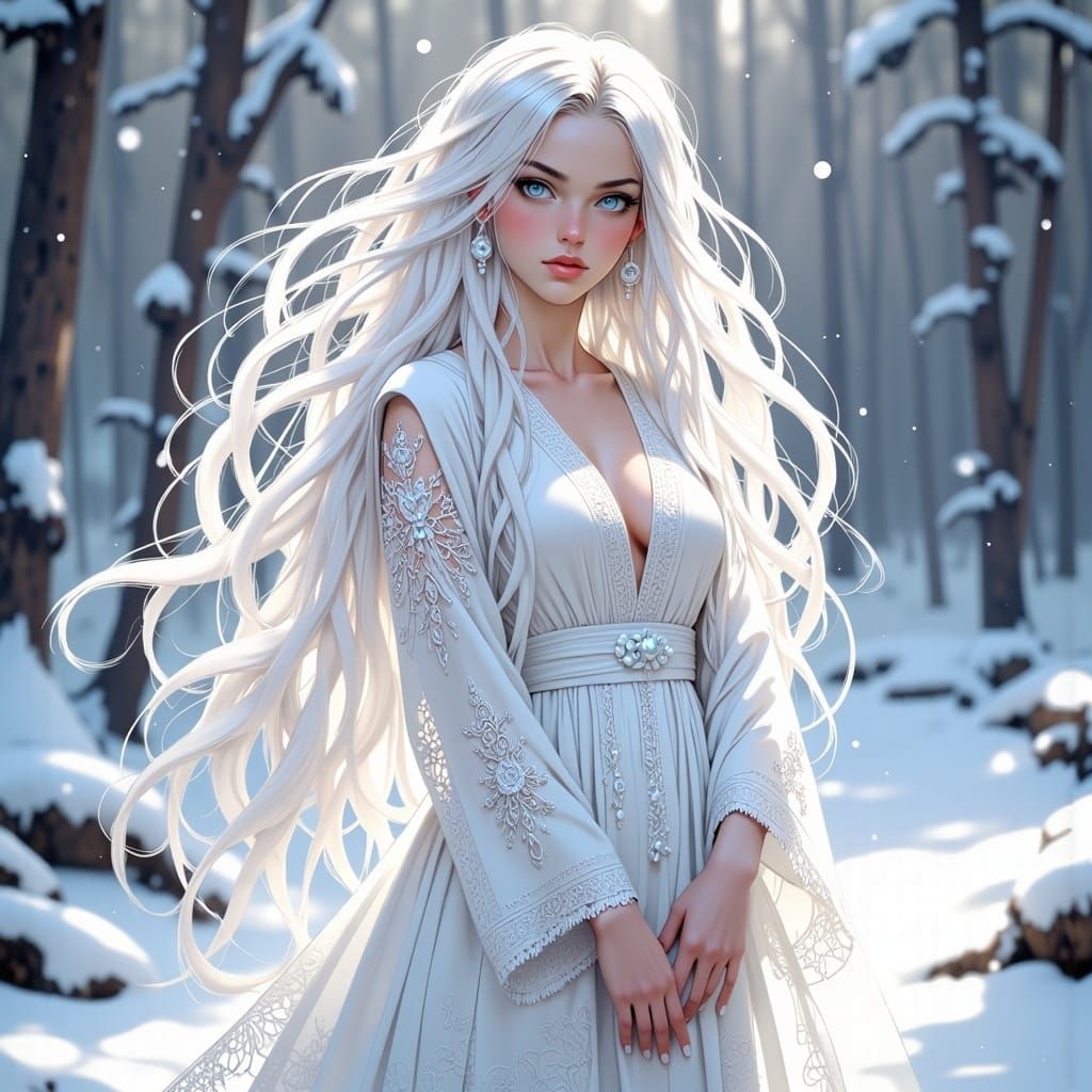 Snow Queen in Ethereal Anime Style