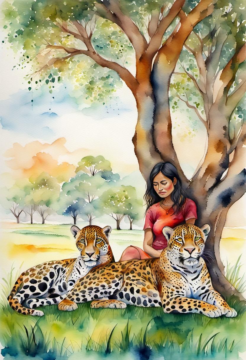 Young Peruvian Woman with Jaguars
