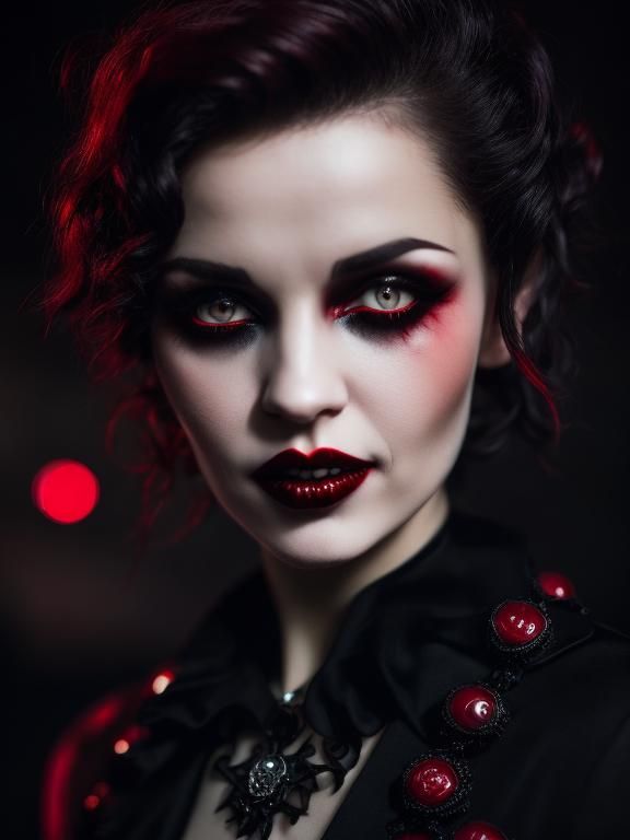Vampire Woman Portrait with Gothic Jewellery