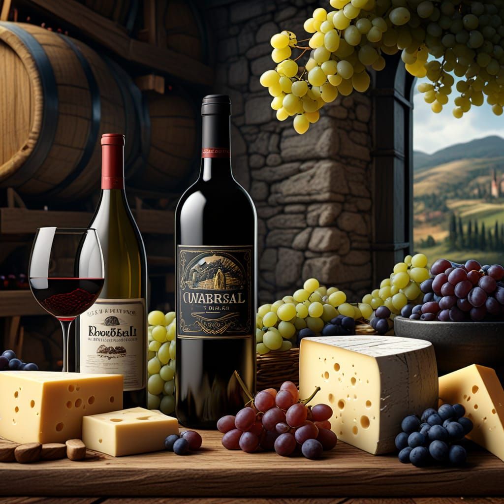 Fantastical Wine and Cheese Day Art in Deep Color