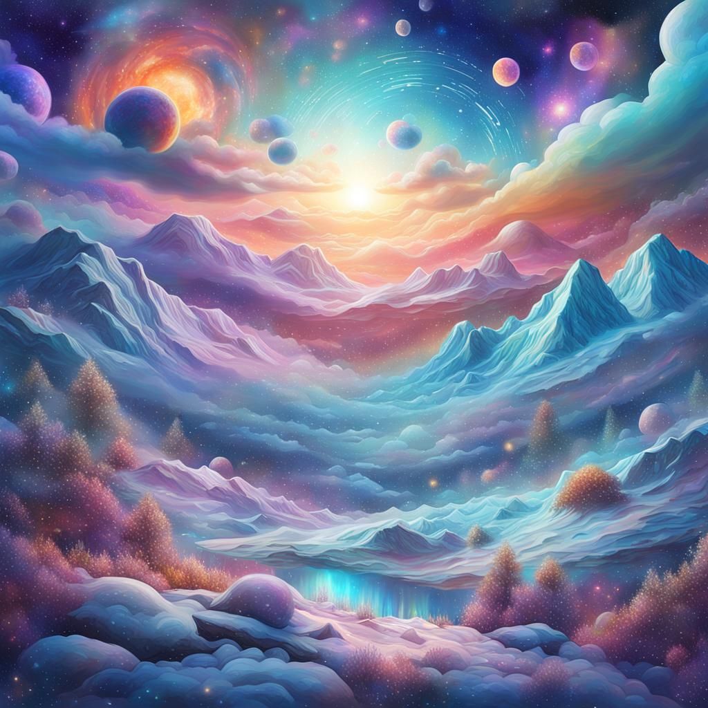 Astral Cosmic Illustration of a Snowy Day