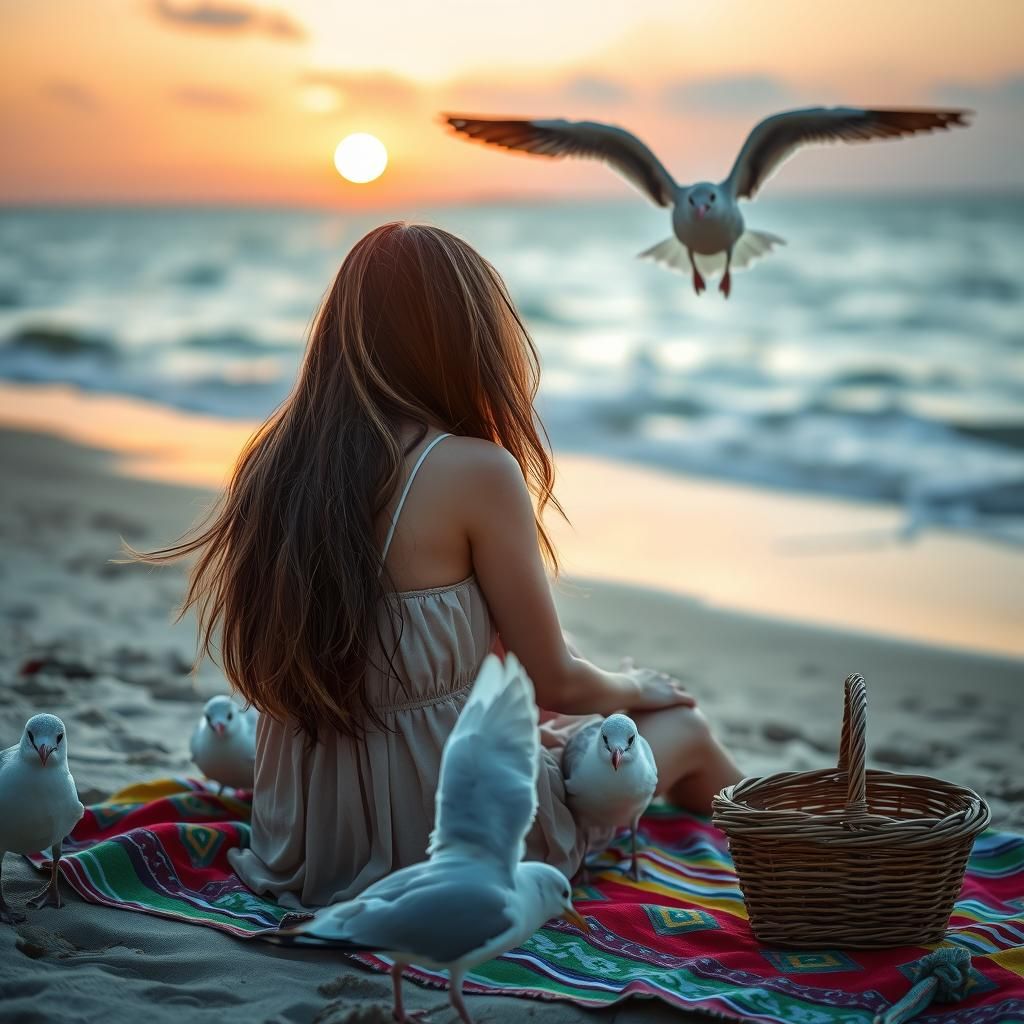 Sunset Beach Photobomb in Classic Photography Style