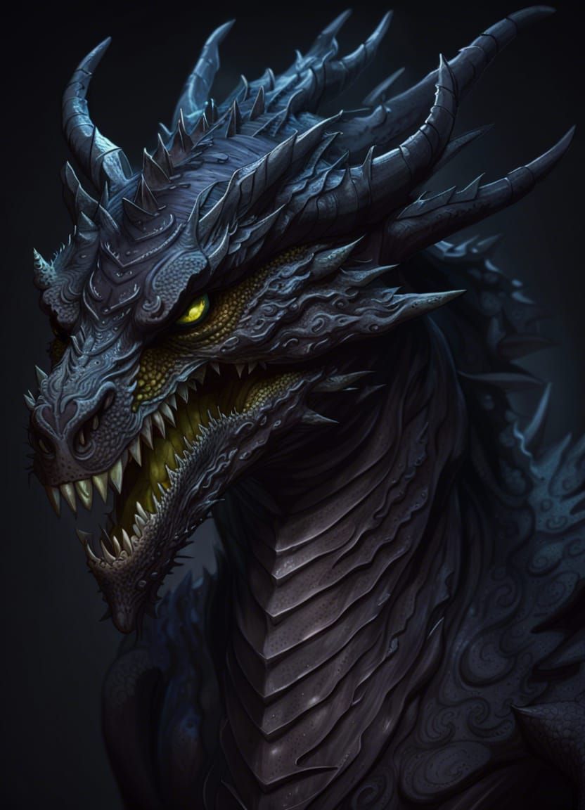 Creepy Undead Dragon Headshot in Dark Fantasy Style