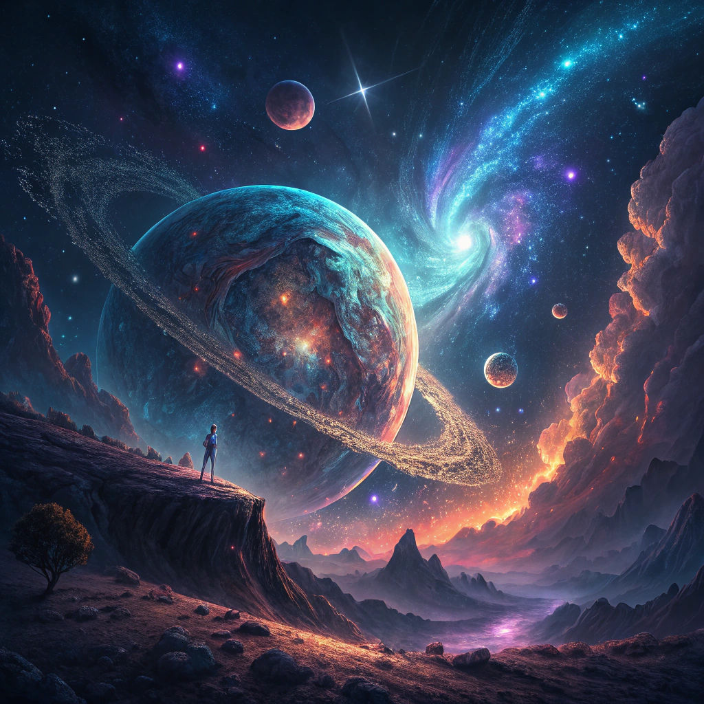 Iridescent Gene in Celestial Expanse: 8K Concept Art