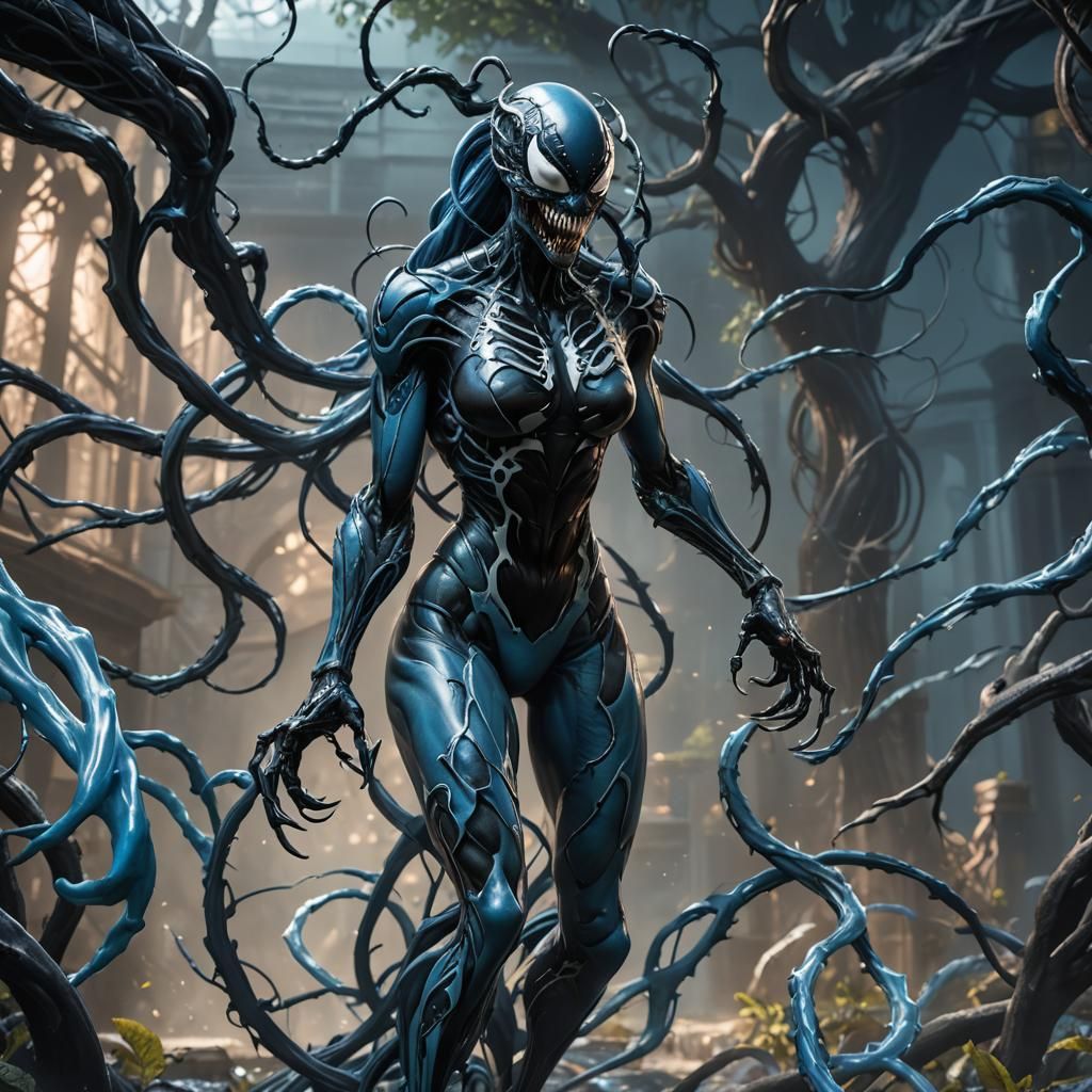Light Blue Female Venom Symbiote Digital Art