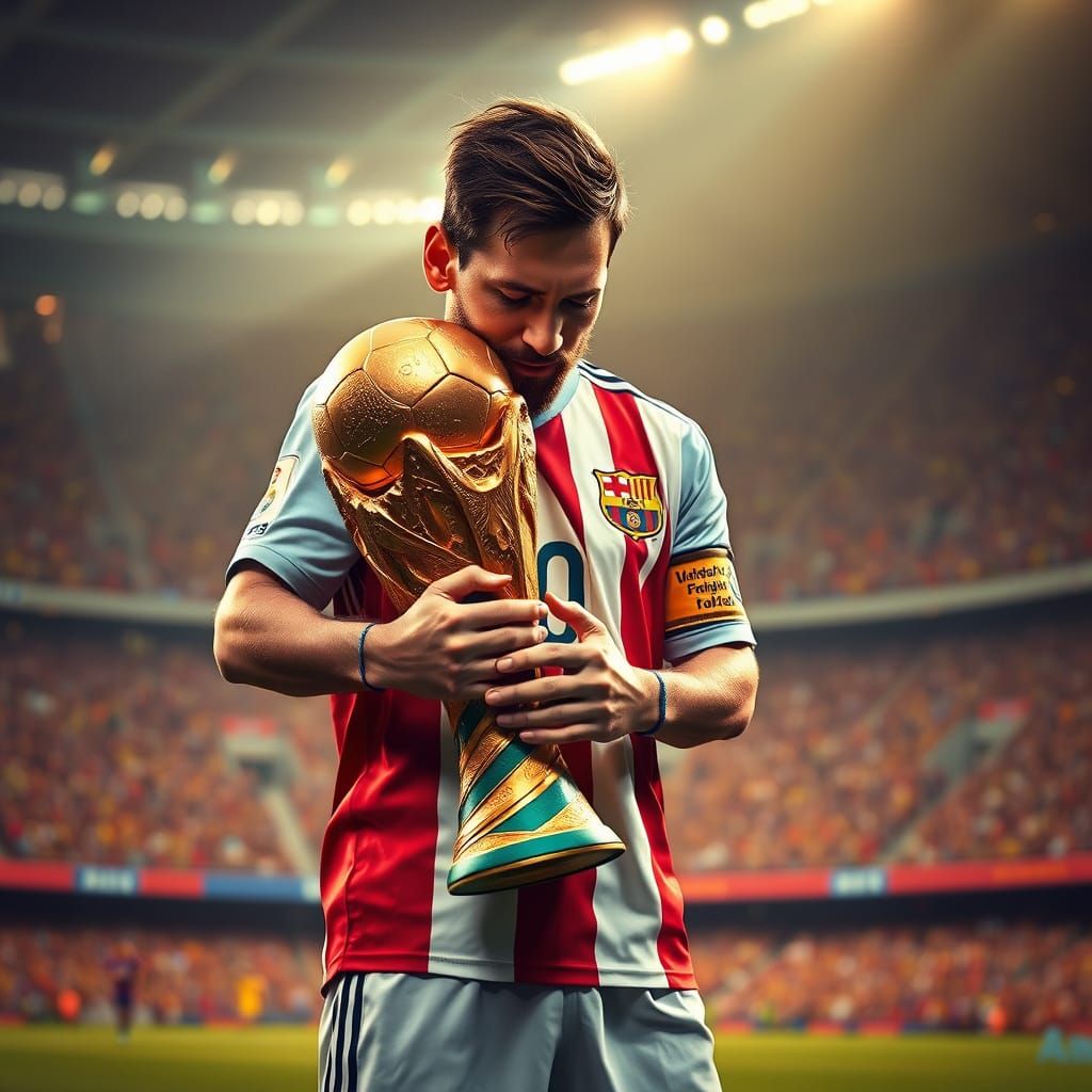 Golden Moment of Triumph in Vibrant Stadium