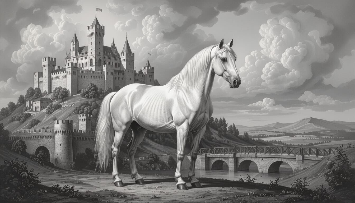 A detailed drawing using many shades of gray.