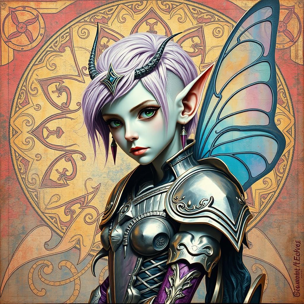 Fairy Elf in Surreal Impasto Heavy Metal Style