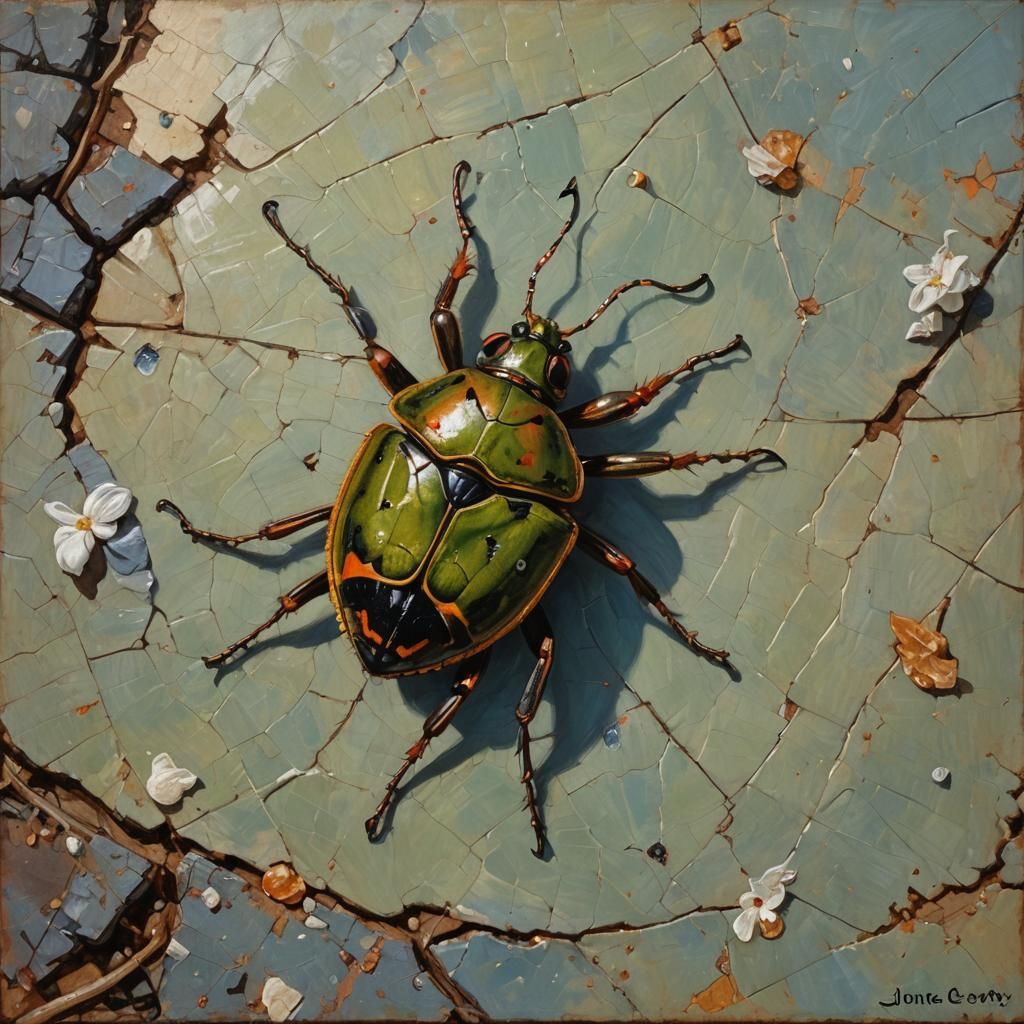 Realistic Bug in Oil Painting Style