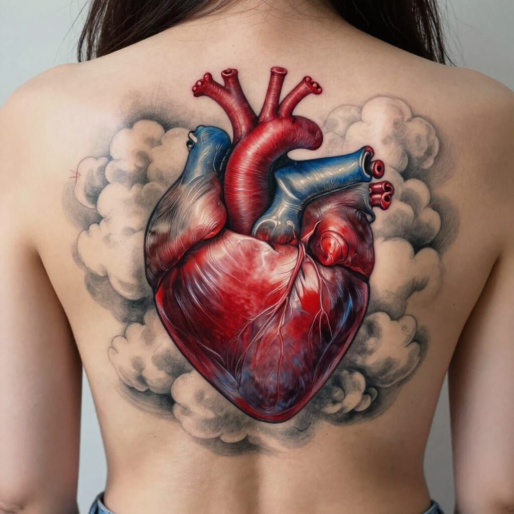 Vibrant Heart Tattoo Design in Charcoal Style