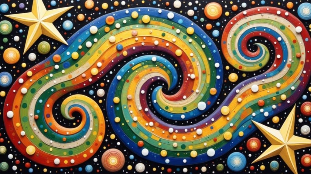 Seven Radiant Vortexes with Stars in Cosmic Style