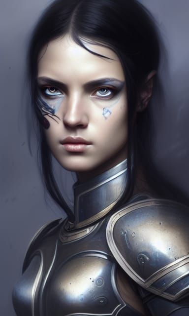 Warrior girl with black hair