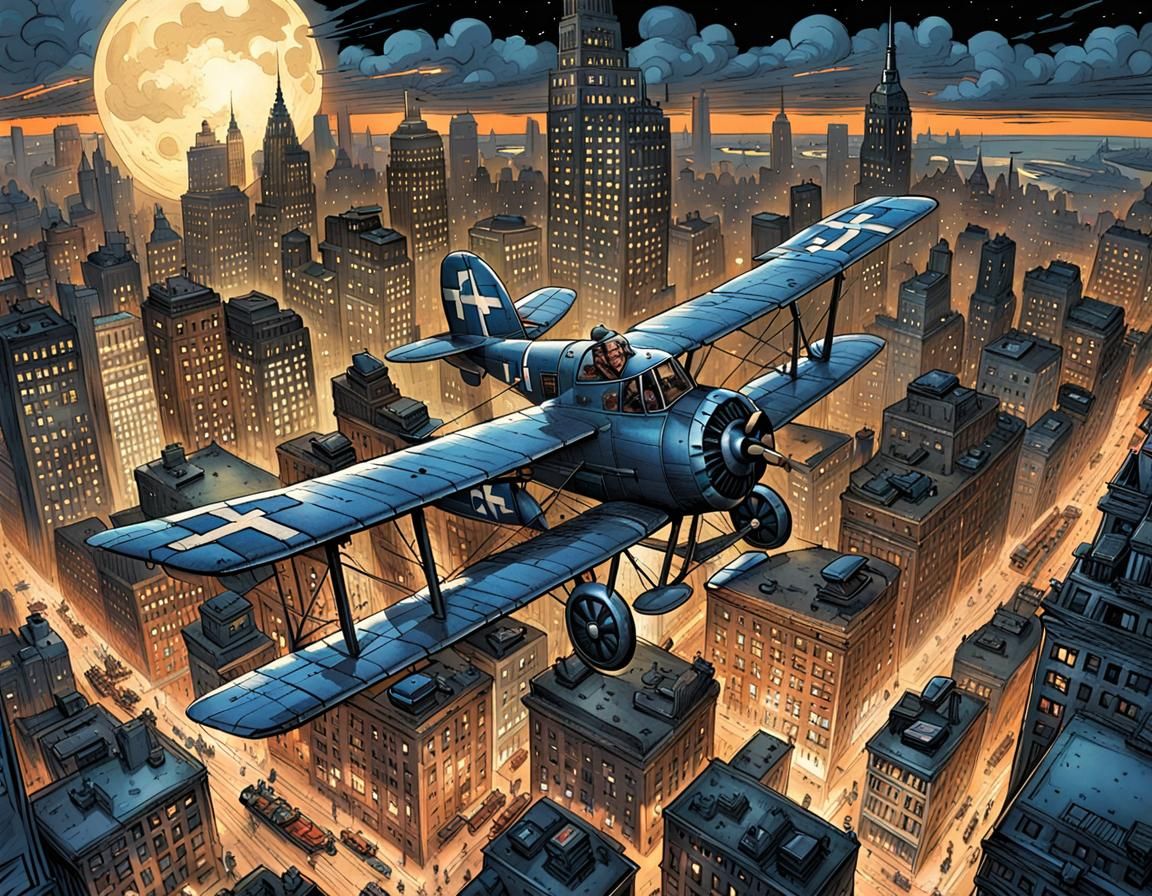 Fokker Dr.1 in New York City, Comic Book Art