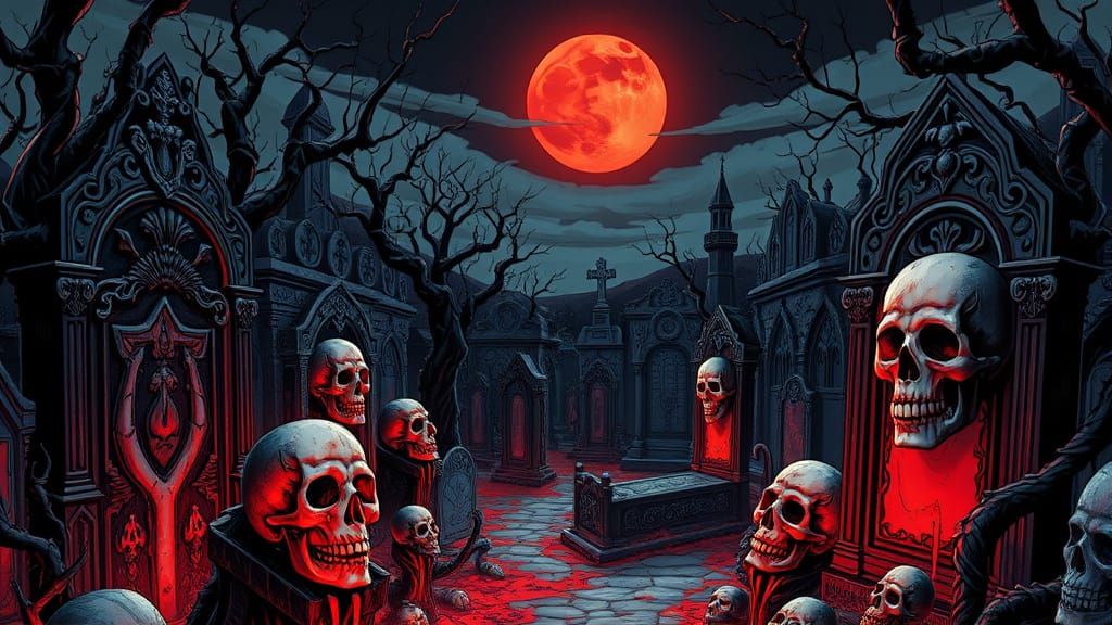Melting Tombstones Under a Blood-Red Moon